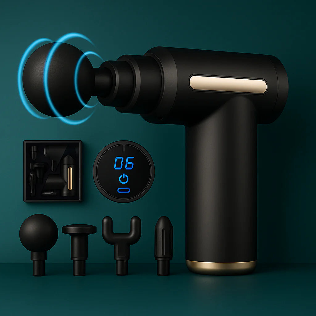 Pistoale de masaj portabil vine cu patru capete de masaj interschimbabile!